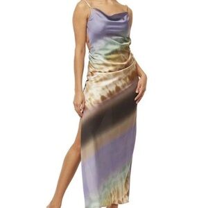 Backless formal silk colorful dress